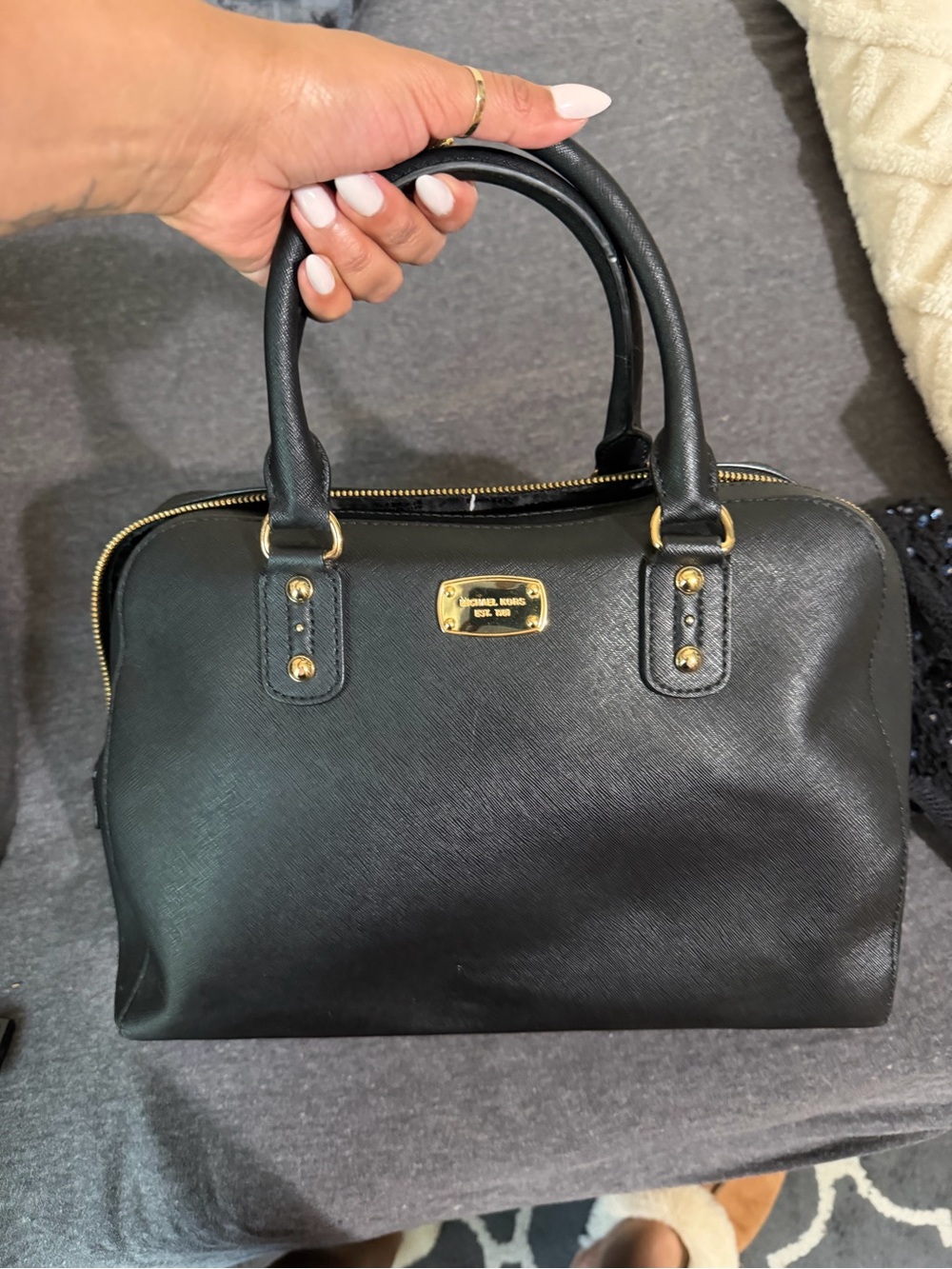 Michael Kors Black Saffiano Satchel with Gold Hardware